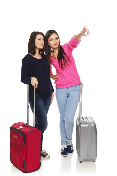 Due amiche con valigie da viaggio — Foto Stock