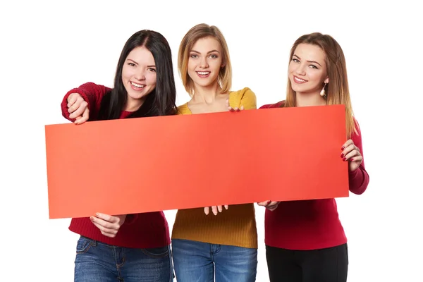 Young people with banner — Stock Photo, Image