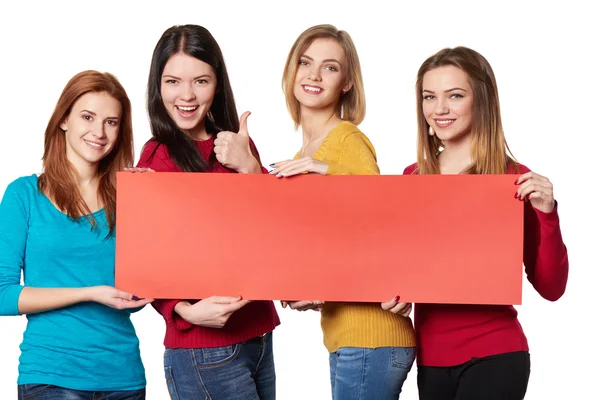 Young people with banner — Stock Photo, Image
