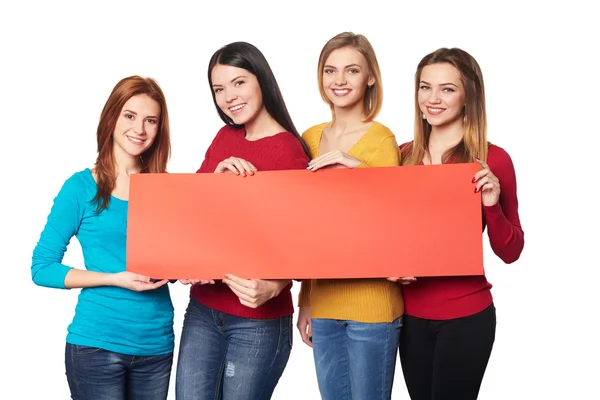 Young people with banner — Stock Photo, Image