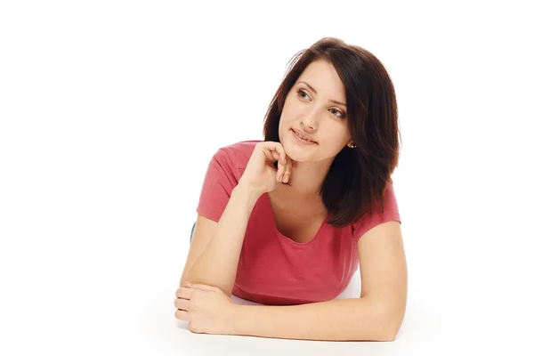 Woman lying on the floor — Stock Photo, Image