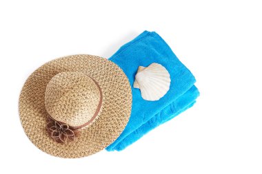 Beach items isolated on white clipart