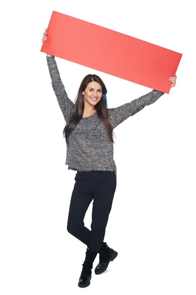 Vrouw met banner — Stockfoto