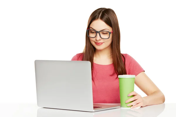 Ler affärskvinna med laptop och kreditkort — Stockfoto