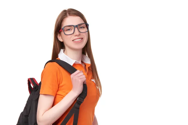 Estudiante sonriente con mochila — Foto de Stock