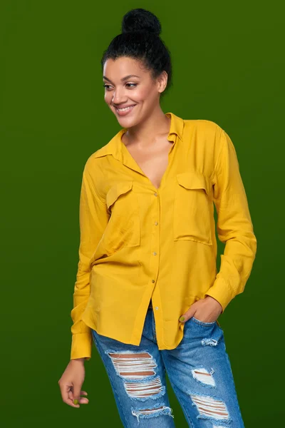 Smiling carefree mixed race woman — Stock Fotó