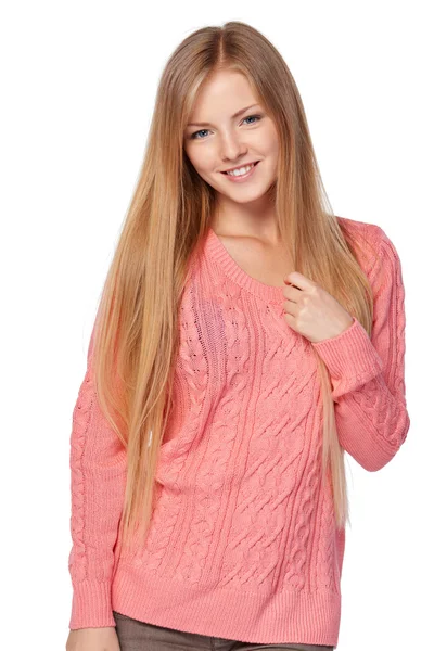 Woman in pink sweater — Stock Photo, Image