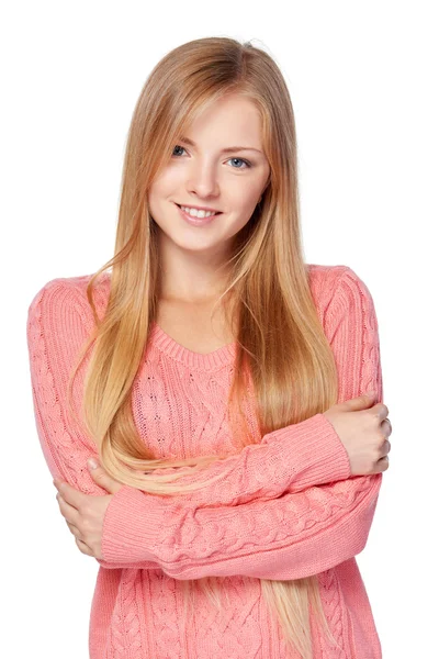 Woman in pink sweater — Stock Photo, Image