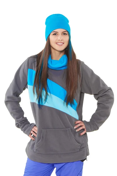 Winterfrau in Sportkleidung — Stockfoto