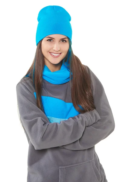 Winterfrau in Sportkleidung — Stockfoto