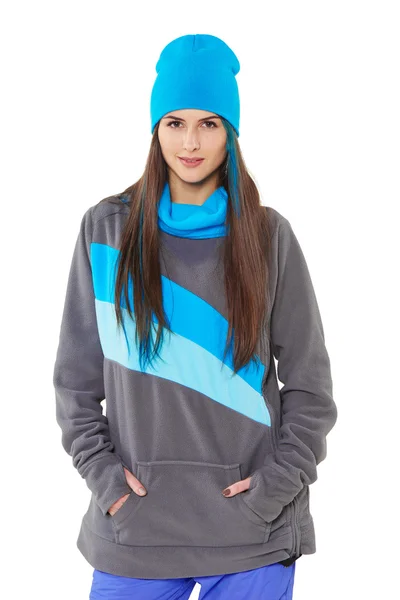 Winterfrau in Sportkleidung — Stockfoto