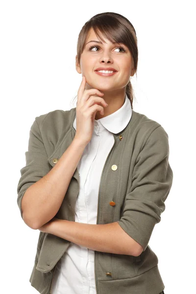 Weibchen mit gefalteten Händen, die nach oben schauen — Stockfoto