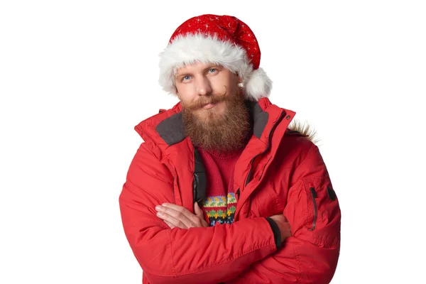 Imagen brillante del hombre guapo en sombrero de Navidad. —  Fotos de Stock