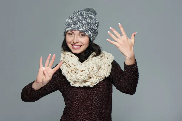 Hand tellen - negen vingers — Stockfoto