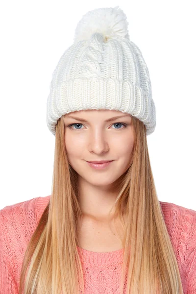 Woman wearing woolen hat and sweater — Stock Photo, Image