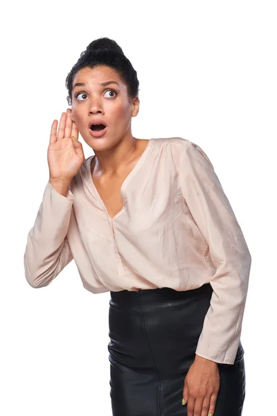 Mujer de negocios escuchando chismes — Foto de Stock