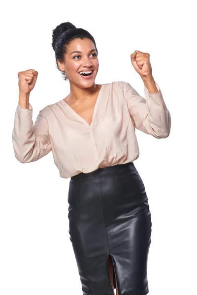 ビジネスの女性を祝う成功 — ストック写真