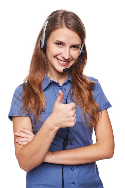 Operador de telefonía de soporte en auriculares — Foto de Stock