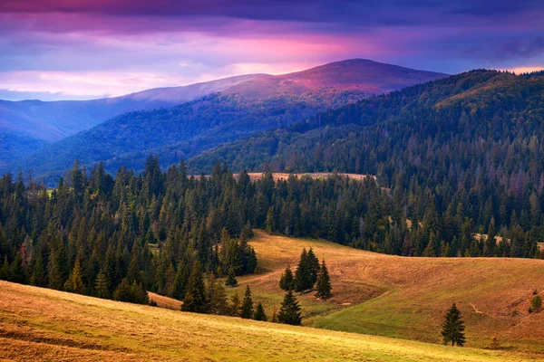 Günbatımı zamanı Karpat Dağları'nın harika manzaraya — Stok fotoğraf