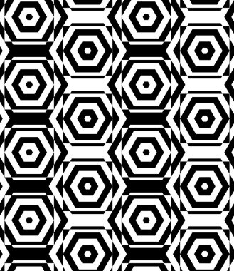 Altıgenler vertica ile kesilmiş siyah ve beyaz alternatif kareler