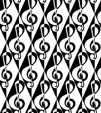 Siyah beyaz alternatif G clef yarım elmas üzerinde