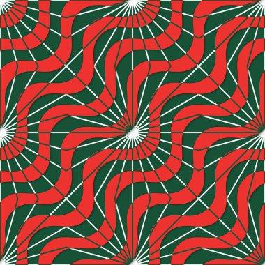 Retro 3d kırmızı yeşil dalgalar ve ışınlar