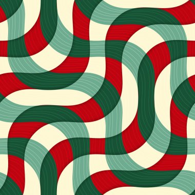 Retro 3d yeşil kırmızı sarı doku ile çakışan dalgalar