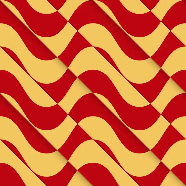 Retro 3D red yellow overlaying waves — Stock Vector