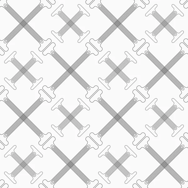 Tonos de gris cruzando formas dobles en T con offset — Archivo Imágenes Vectoriales