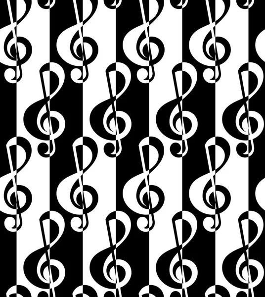 Black and white alternating G clef half and half — Stock Vector