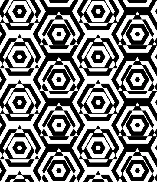 Black and white alternating triangles cut through hexagons — Stock Vector