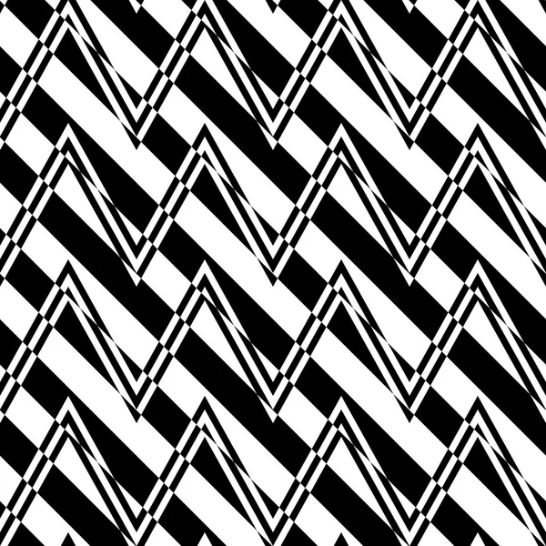 Zwart-wit afwisselend zigzag met diagonale snede — Stockvector