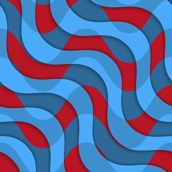 Retro 3D rojo azul ondas superpuestas — Vector de stock