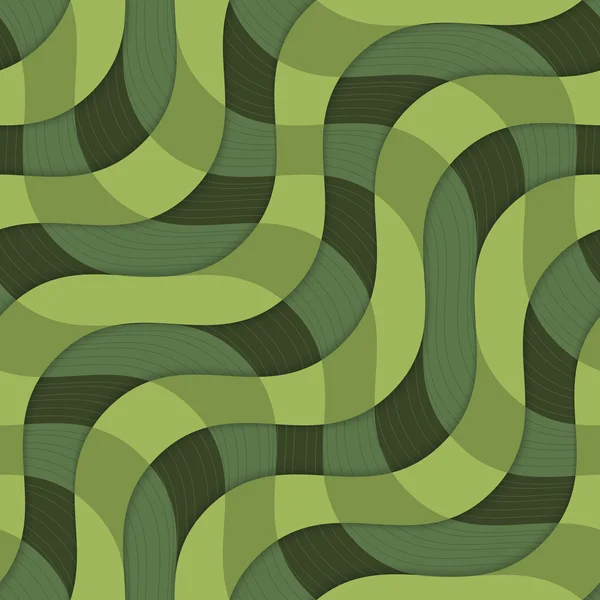 Retro 3D verde ondas superpuestas con textura — Vector de stock