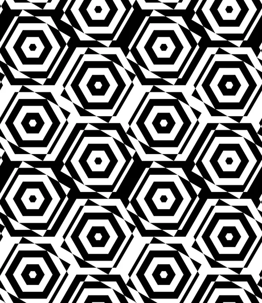 Black and white alternating squares cut through hexagons — Stock Vector