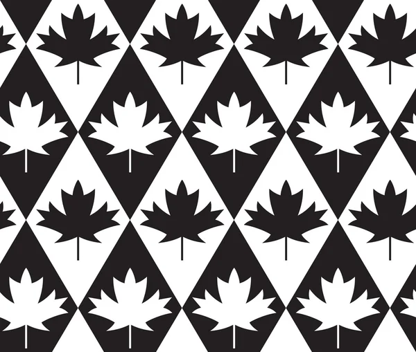 Feuilles d'érable alternées noires et blanches sur diamants — Image vectorielle