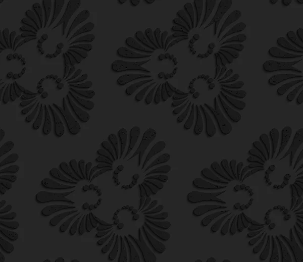 Czarny z teksturą z tworzywa sztucznego kwitnie ornament — Wektor stockowy
