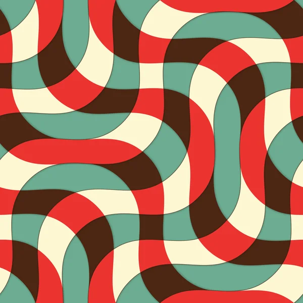 Retro 3d yeşil kırmızı ve sarı kesişen dalgalar