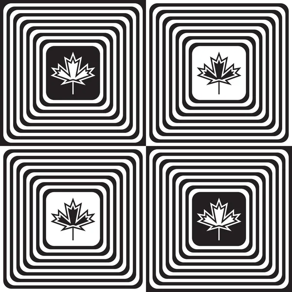 Ασπρόμαυρα τετράγωνα με φύλλα σφενδάμου — Διανυσματικό Αρχείο