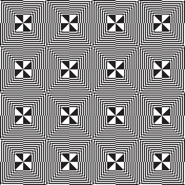 Schwarz und weiß abwechselnde Quadrate mit acht Strahlen — Stockvektor