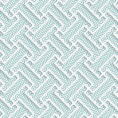 White 3D with colors green wavy striped T shapes