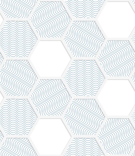 White 3D with colors hexagonal grid with blue — Stok Vektör