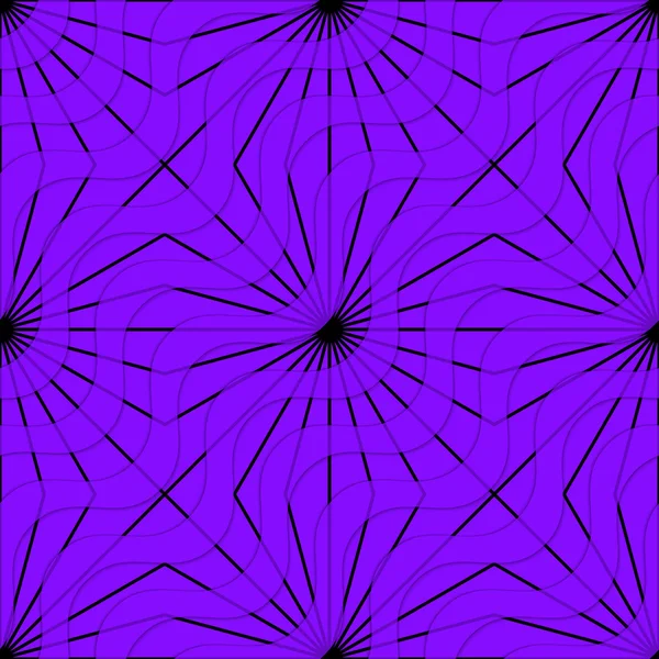 Retro 3D lila vågor och strålar — Stock vektor
