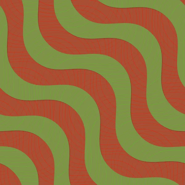 Ondas diagonales retro 3D verdes y marrones con textura — Archivo Imágenes Vectoriales