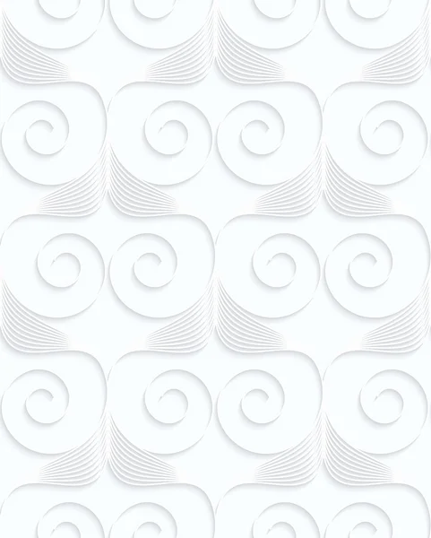 Quilling white paper stripes and spirals in row — Stock Vector