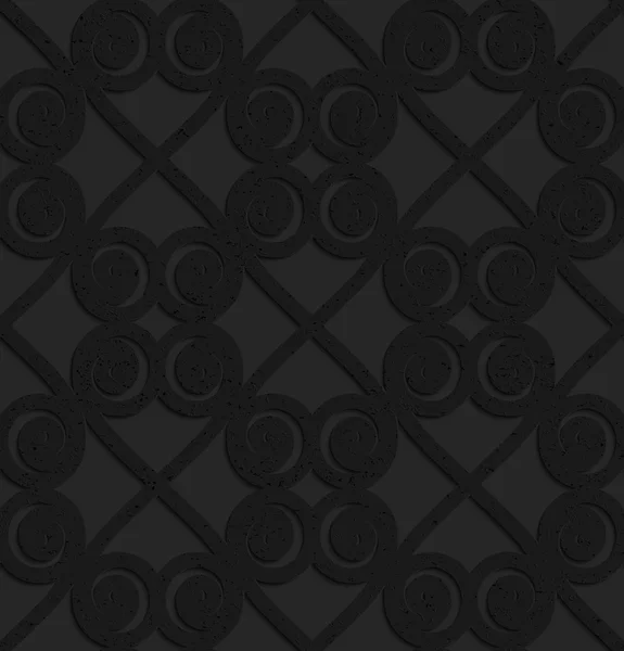 Black textured plastic swirls in square grid — Stock Vector