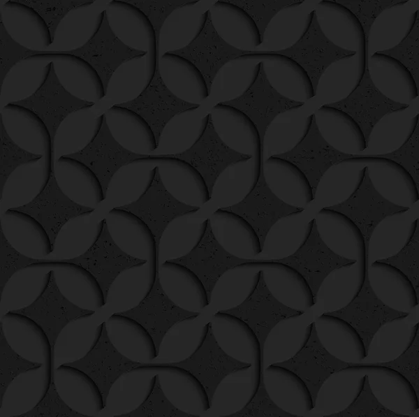 Noir texturé plastique pointu quatre feuilles dans la rangée — Image vectorielle