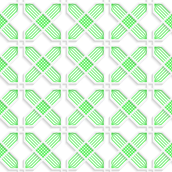 着色された3D緑の縞模様の十字架 — ストックベクタ