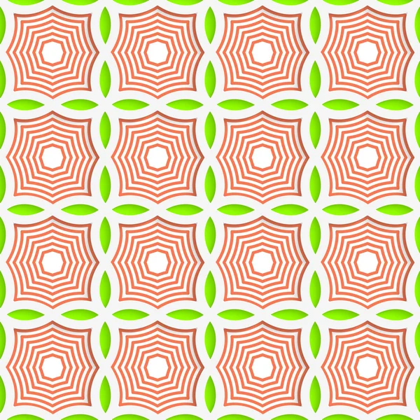 Farbige 3d grüne und orange gestreifte spitze Quadrate — Stockvektor