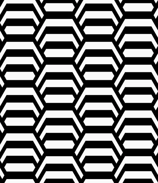 Zwart-wit gestreepte verticale zeshoeken — Stockvector